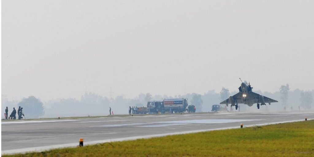 Plane landing on Purvanchal Expressway